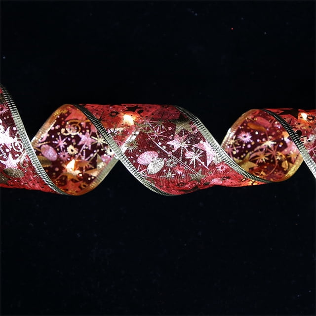Christmas Decorations Indoor,Christmas Decorations For Tree,Christmas Decoration LED Ribbon Lights Christmas Tree Ornaments DIY Lace Bow String Lights Decoration