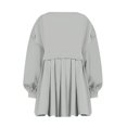 thumbnail image 3 of Womens Oversized Sweatshirt Dress Long Flowy Patchwork Pullover Tops Cute Drop Shoulder Sweatshirts Fall Long Sleeve Mini Dress Teen Girls Crewneck Solid Tunic Pleated Loose Clothing Beig, 3 of 5