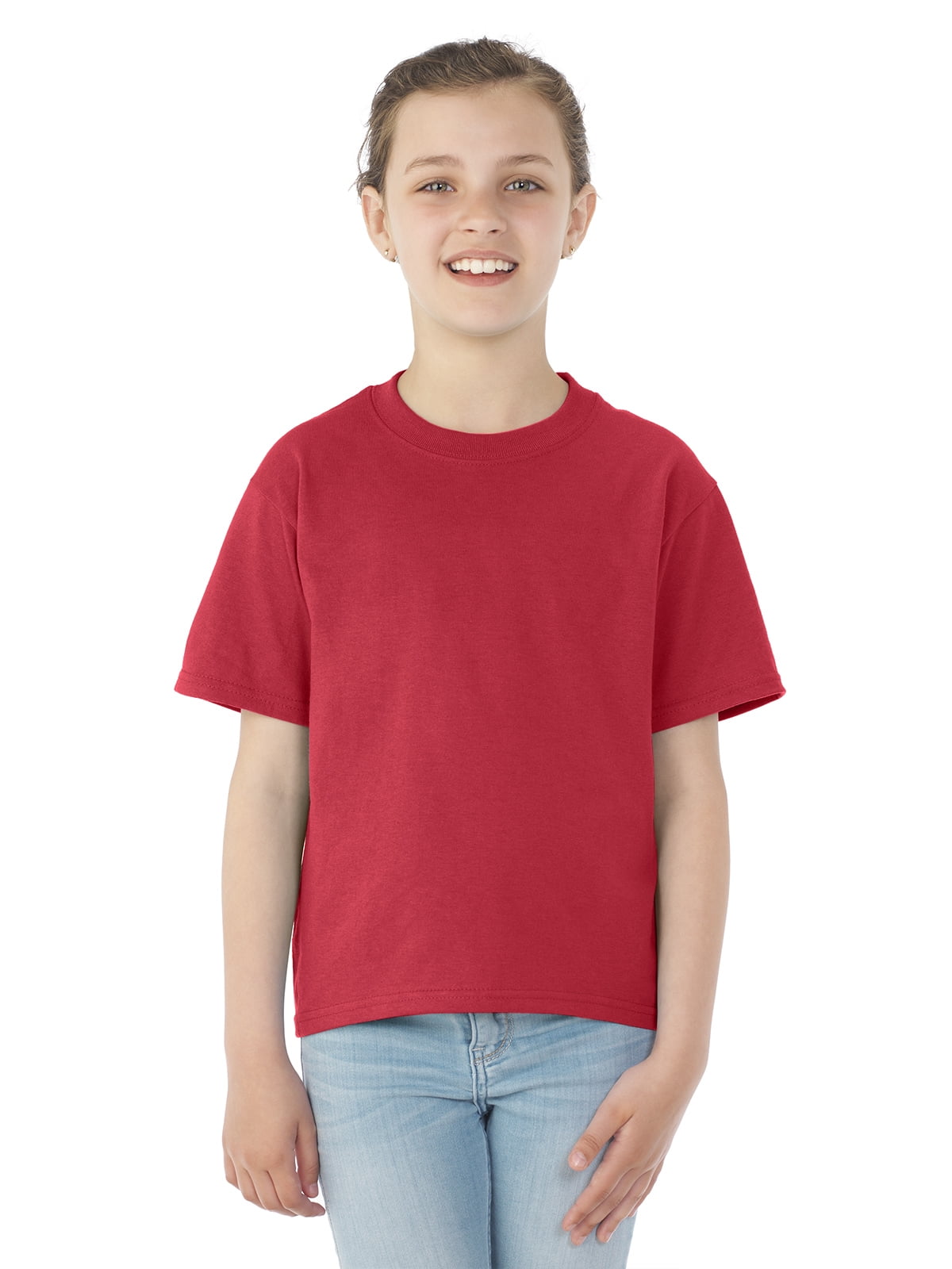 Jerzees T-Shirt à Manches Courtes pour Jeunes DRI-POWER Active, TP, True Red