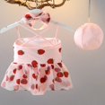 thumbnail image 3 of Ensemble Bikini pour Filles Enfants, Maillot de Bain Uni/imprimé Fraise + Bonnet de Bain, 3 of 9