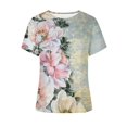 thumbnail image 5 of EQWLJWE Hauts pour Femmes 2023 Été Mode Femme Été Aguichant Plissé Imprimé Régulier Femme Manches Courtes Col Rond Bouton Haut Hauts pour Femmes Liquidation, 5 of 5