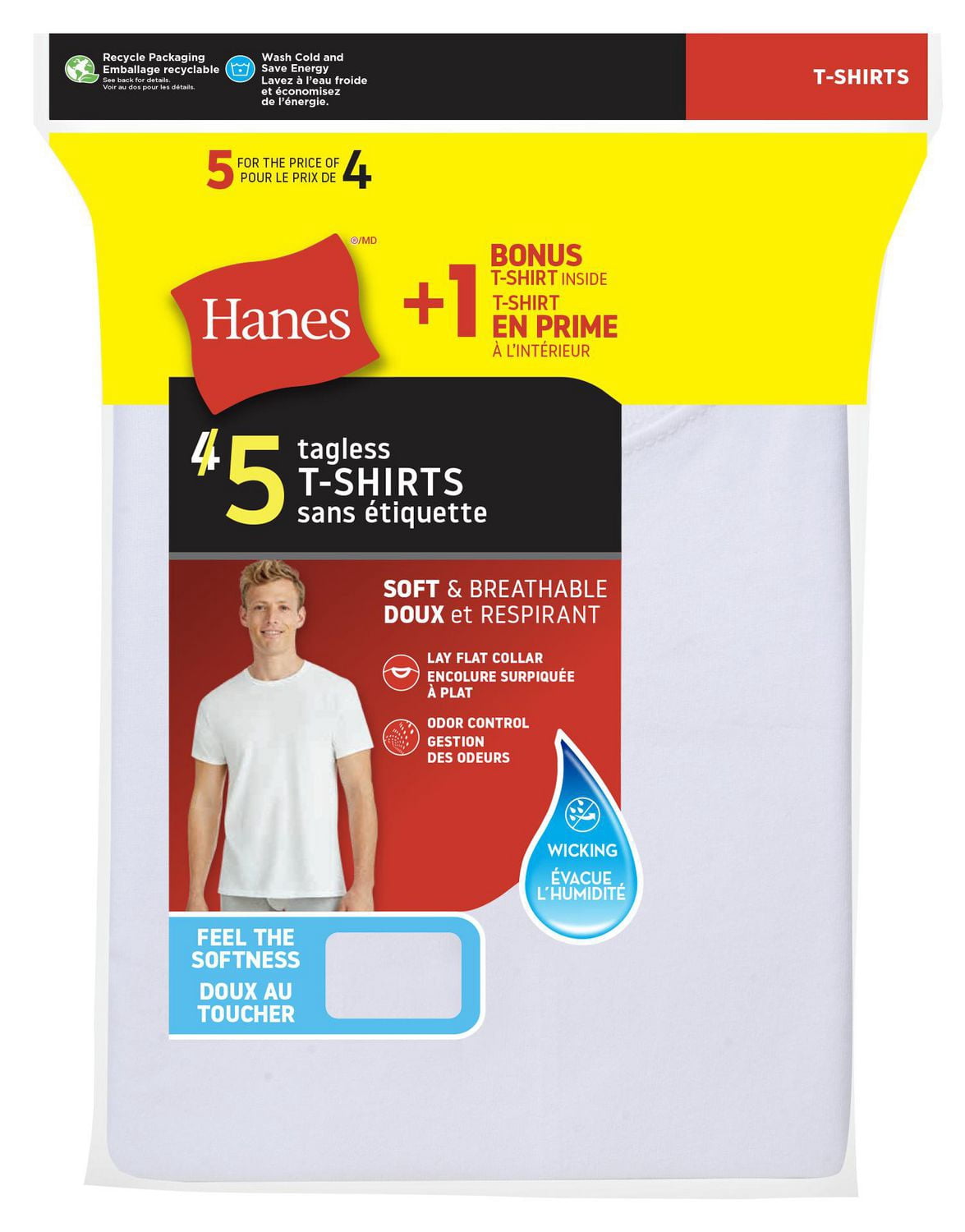 T-shirts a col rond sans etiquette Hanes pour hommes