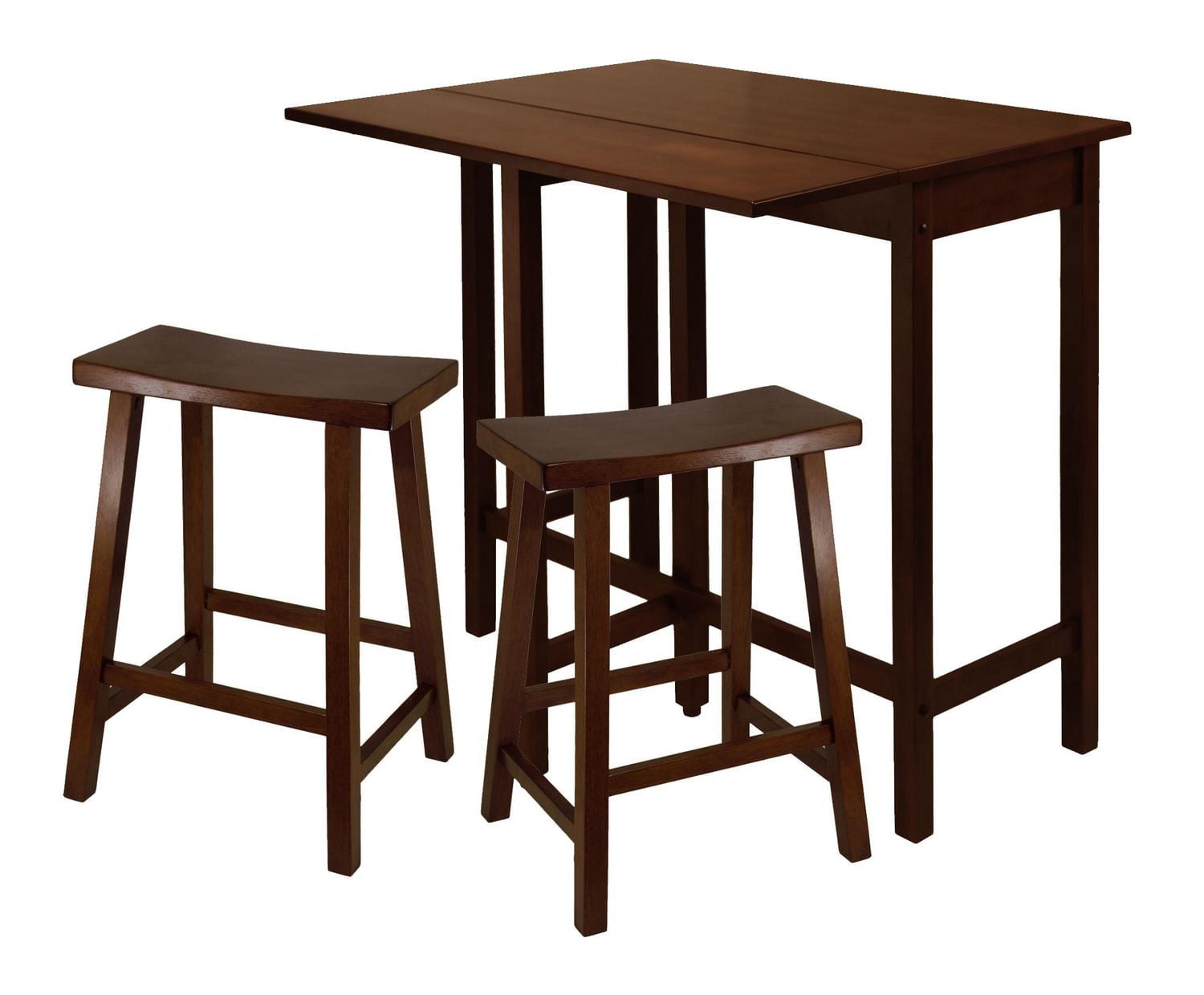Winsome- Lynnwood 3PC drop leaf high table & saddle stools