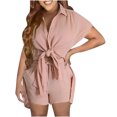 thumbnail image 1 of Birdeem Ensemble 2 Pcs Femme Mode Uni Cardigan Blouse à Manches Courtes + Pantalon Ample à Poches Ensembles Courts, 1 of 6