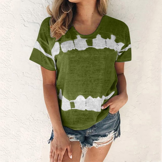 Wolfast T-Shirts pour Femmes Mode Femmes Mode T-Shirt Imprimé Manches Courtes Blouse Col Rond Hauts Décontractés Manches Courtes Blouses pour Femmes