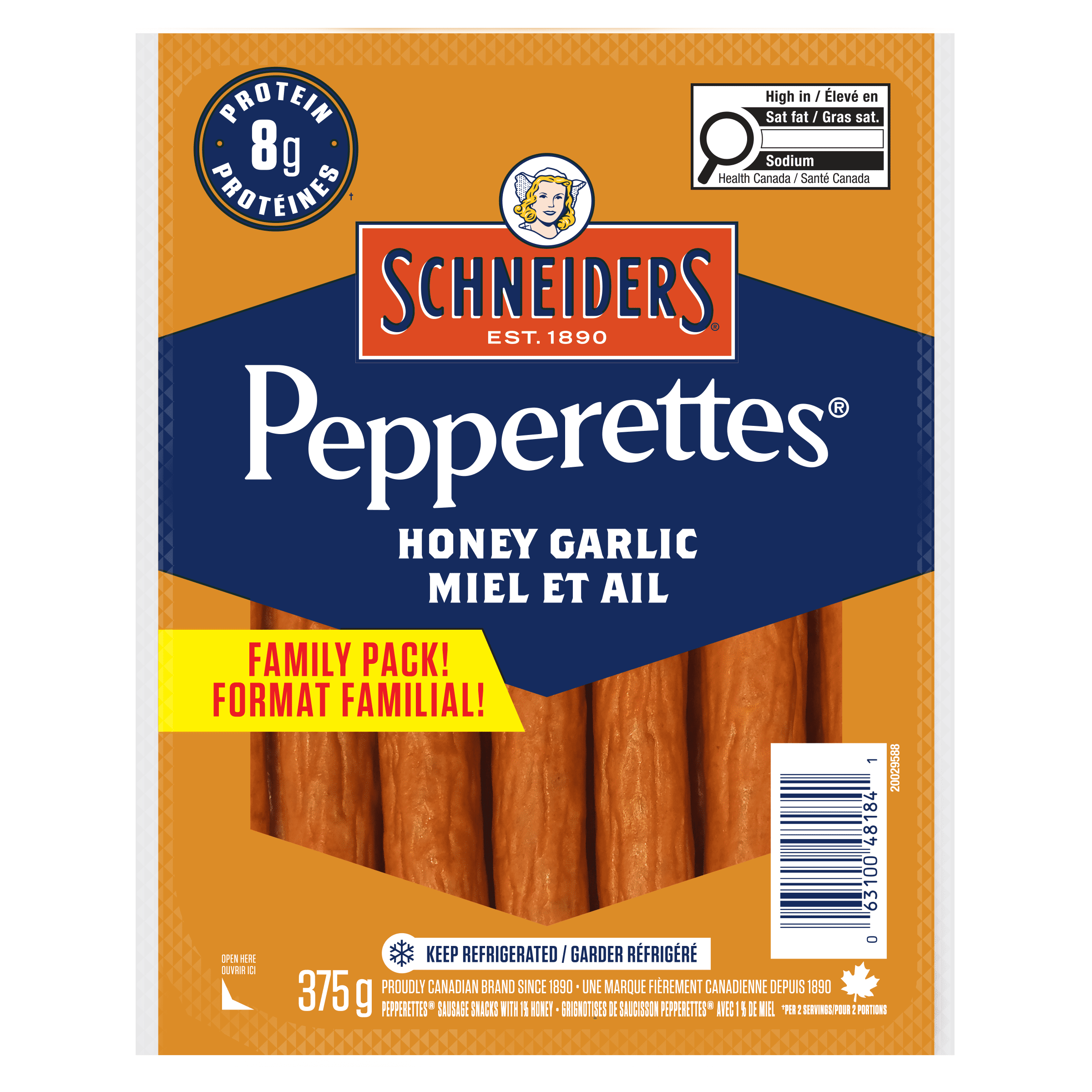 Schneiders Bâtonnets de saucisson au miel et à l'ail Pepperettes® 375 g