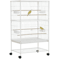 thumbnail image 1 of PawHut 52" Steel Bird Cage with Rolling Stand, White, 1 of 10