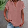 thumbnail image 2 of Hot Sale!! Mode Décontractée pour Femmes Col en V Boutonné Manches Courtes T-Shirt, 2 of 6