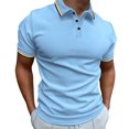 thumbnail image 1 of Styesk T Shirts for Man Fashion Leisure Solid Color Versatile Button Flip Collar Short Sleeve Top, 1 of 7