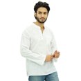 thumbnail image 2 of Atasi Kurta Court à Col Officier pour Homme en Coton Blanc, Tunique Décontractée - Petit, 2 of 7