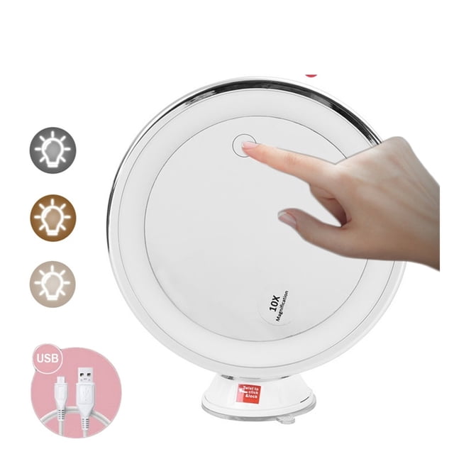 Touch Screen Makeup Mirror 10X Magnifying Flexible Mirror Brightness Adjustable Rechargeable 3lights LED Light Vanity Mirrors ,Widely Use