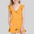 thumbnail image 2 of Girls Swimsuit with Chest Pad Ruffle Trim One Piece Bathing Suit Solid Swimsuits Ruched Sleeveless Swimwear for 7-16 Years, 2 of 7