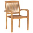 thumbnail image 3 of vidaXL Stacking Garden Chairs with Cushions 4 pcs Solid Teak Wood, 3 of 5