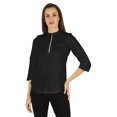 thumbnail image 1 of Inkmeso Stylish Mandarin Collar Top For Women Casual Solid Relaxed-Fit Zipper Front Tunic, 1 of 7
