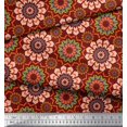 thumbnail image 2 of Soimoi Rouge Poly Georgette Tissu Multicolore Mandala Impression Tissu de Couture Yard 42 Pouces de Large, 2 of 5