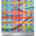 thumbnail image 1 of Soimoi Blue Heavy Satin Fabric Check Check Printed Fabric 1 Yard 54 Inch Wide, 1 of 4