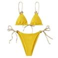 thumbnail image 1 of CNKOO 2 Pcs/Set Summer Bikini Set Solid Color Spaghetti Strap Hoop Classic Women Swimsuit for Water Sports, 1 of 3