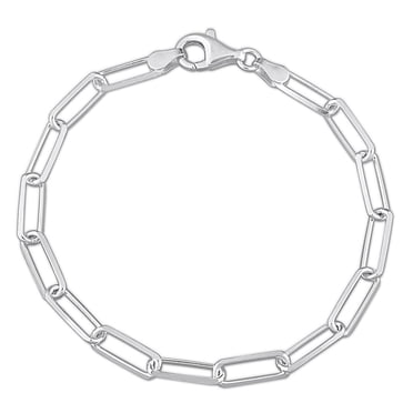 Bracelet de Miabella chaîne à paperclip maillons de coupe diamante en argent sterling