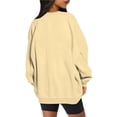 thumbnail image 5 of lcziwo Chandail à Col Rond pour Femmes, Coupe Ample, Manches Longues, Chandail Décontracté Uni, Chandail Confortable Automne 2024, Aubaines Y2k du Jour, Liquidation, Beige, m, 5 of 5
