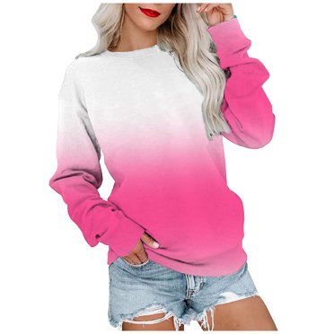 IROINID Clearance Long Sleeve T-Shirts for Women Printed Loose T-shirt Blouse Round Neck Lounge Tops Sweatshirt Hoodies,Red
