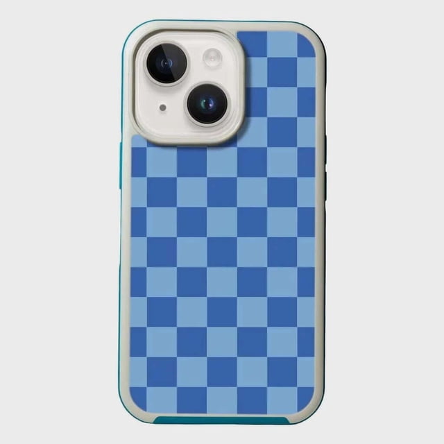 Caseco Étui à Motif Damier Bleu MagSafe pour iPhone 14