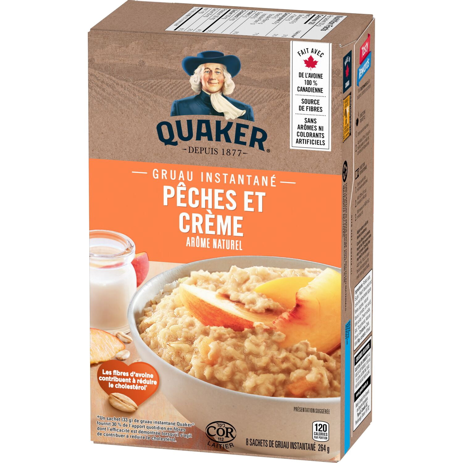 Quaker Gruau instantané Saveur Pêches et crème