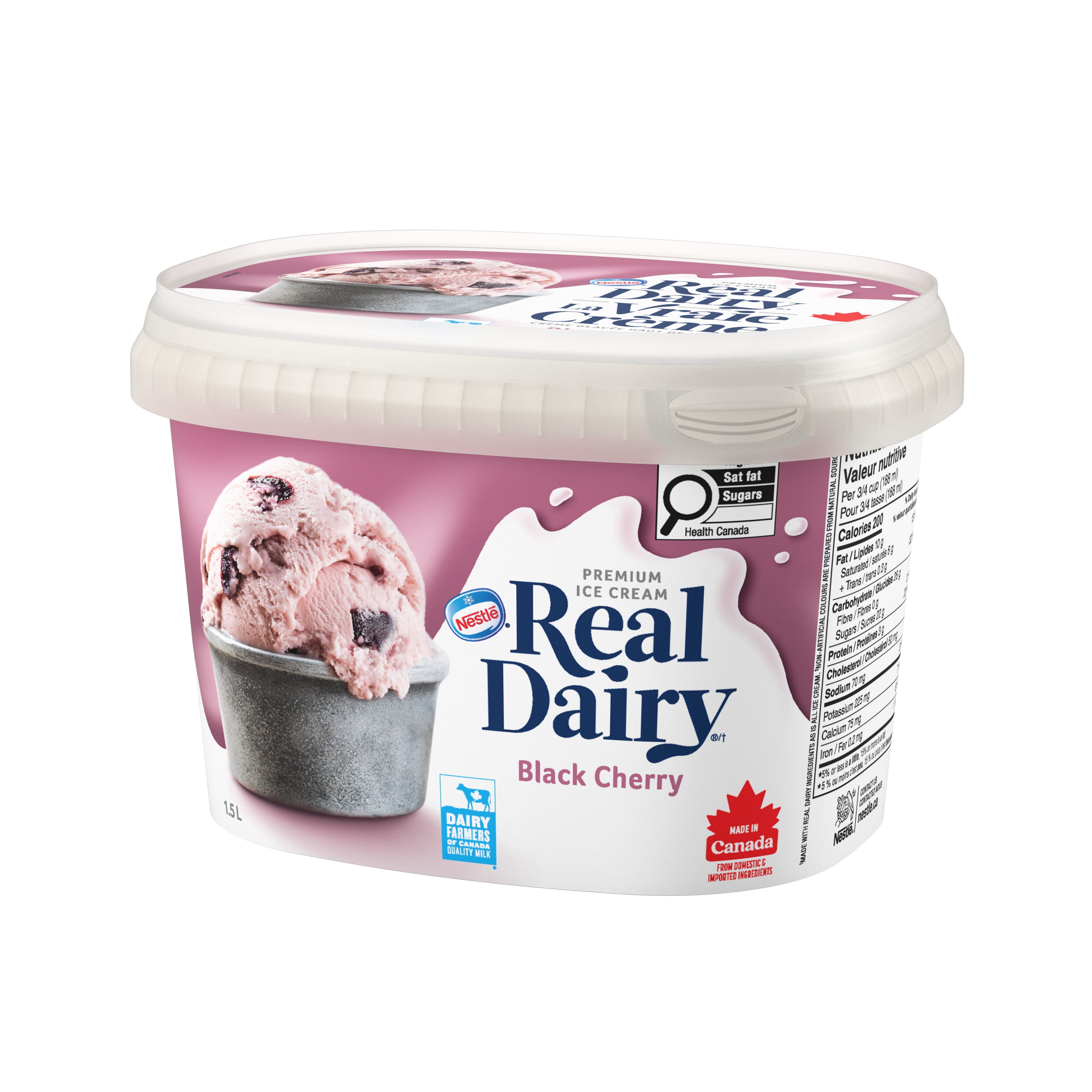 REAL DAIRY Crème Glacée Haut De Gamme Cerise Noire 1,5 L