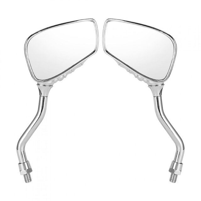 Keenso Moto Rétroviseurs Chromés 8mm 10mm Fil Squelette Crâne Réflecteur de Guidon 2pcs