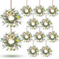 thumbnail image 1 of 12 Pcs Spring Summer Artificial Flowered Wreath Mini Floral Wedding Candle Rings Wreaths Pillar Candle Holder for Wedding Spring Summer Home Door Tabletop Decoration, 1 of 8