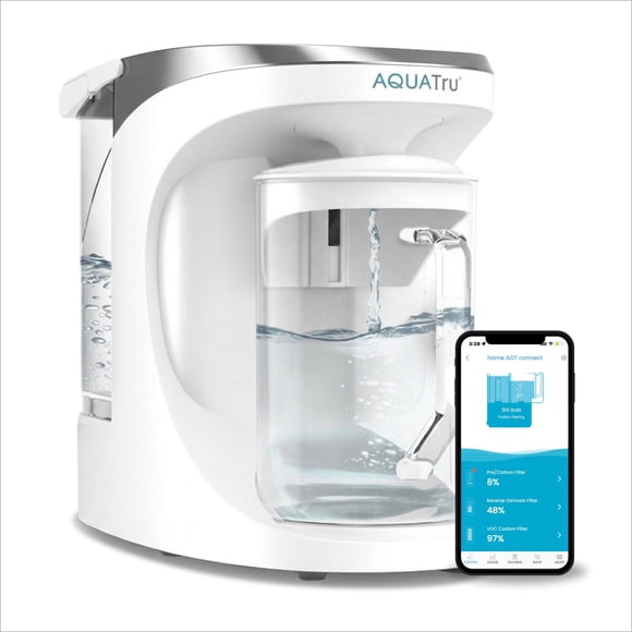 AquaTru Carafe Smart Countertop Water Purifier System with Glass Carafe, 4-Stage Reverse Osmosis, 14x7.5x13 in., 1-Pack