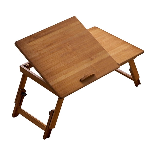 GROWTH TANK Foldable Table Laptop Lap Desk Rectangle Bamboo Portable Stand Adjustable Angle for Camping Balconies Computer Outdoor Picnic Brown Medium
