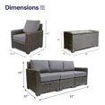 thumbnail image 2 of Krikacy 6-PCS Outdoor Wicker Modular Sofa Chair Set w/Cabinet Coffee table, All-Weather HDPE, Grey, 2 of 6
