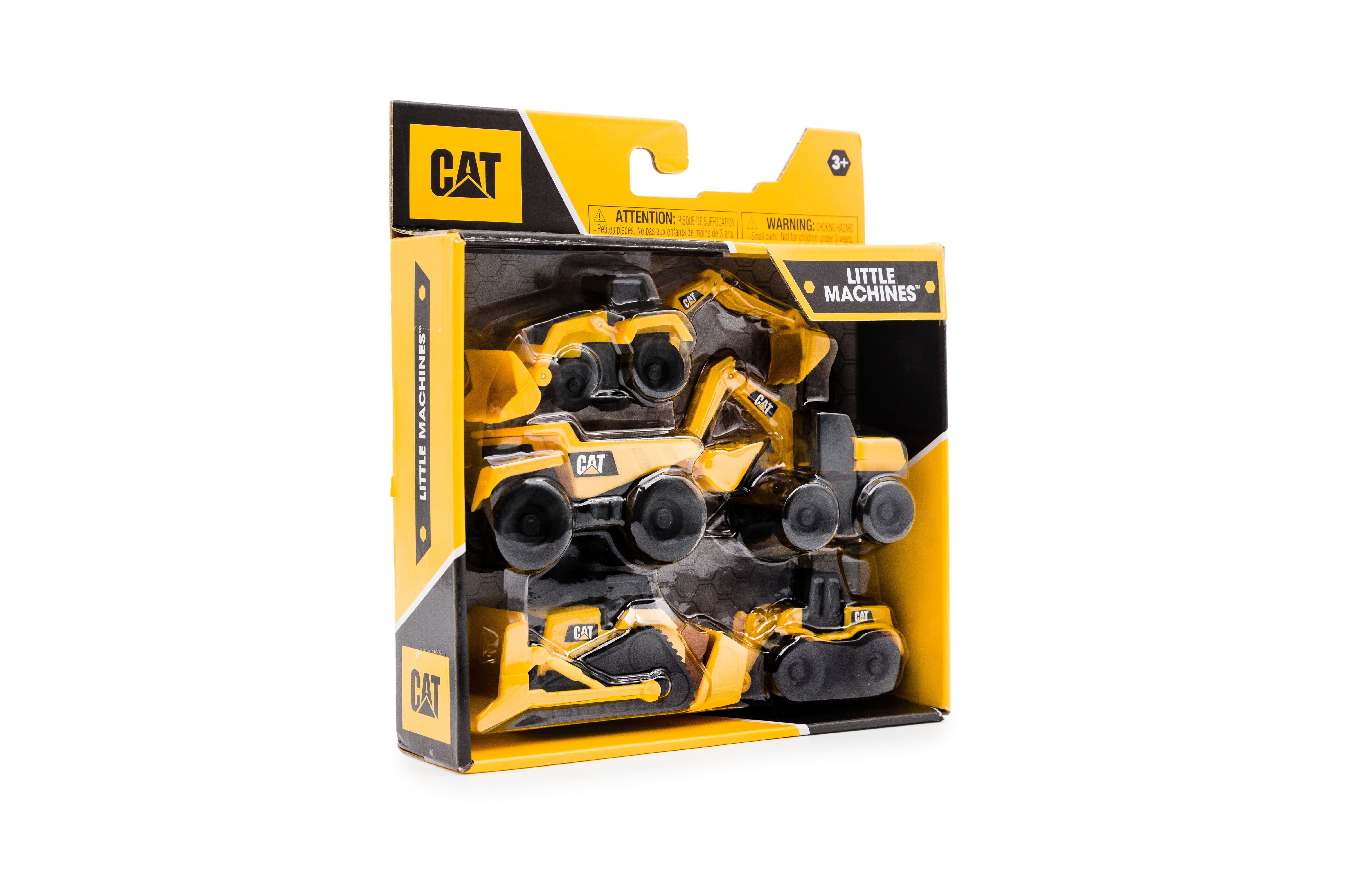 Jouet pour Chat Little Machines Jouets de Construction 5 Pack Inclut 1 Camion Benne de 3,5 Pouces, Excavatrice, Chargeur sur Roues, Bulldozer et Houe Arrière