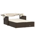 thumbnail image 5 of vidaXL Double Sun Lounger with Canopy and Cushions Brown Poly Rattan, 5 of 5