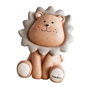 Figurines Lion Piggy Bank Saving Box Ornaments Money Box Child Gift Brown L