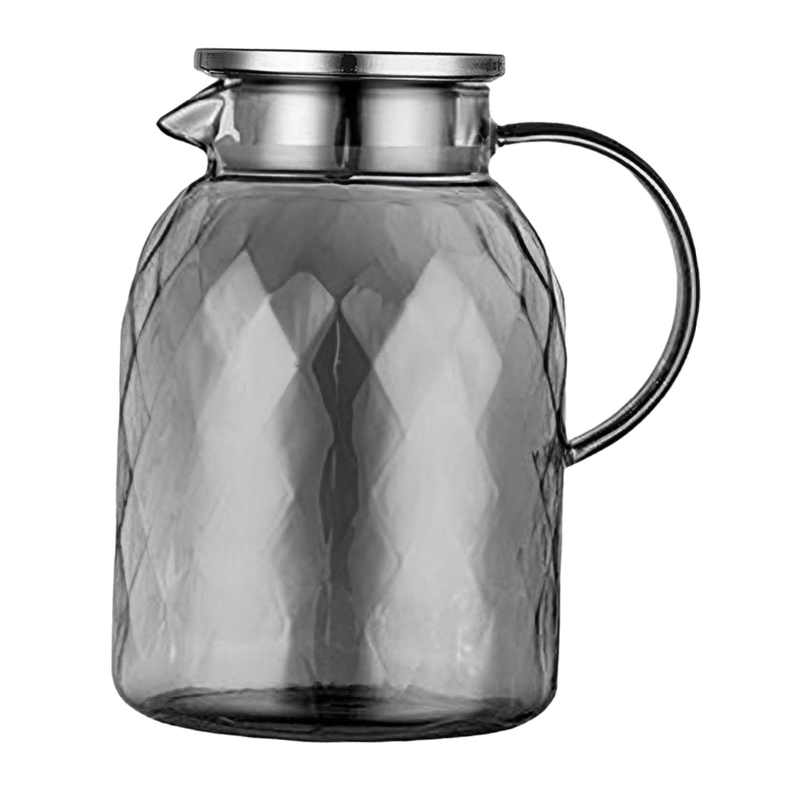 jifeng Pichet à Boisson avec Couvercle, Grand Alésage, Pichet en Verre pour Boisson Thé Glacé Lait 1800 ml