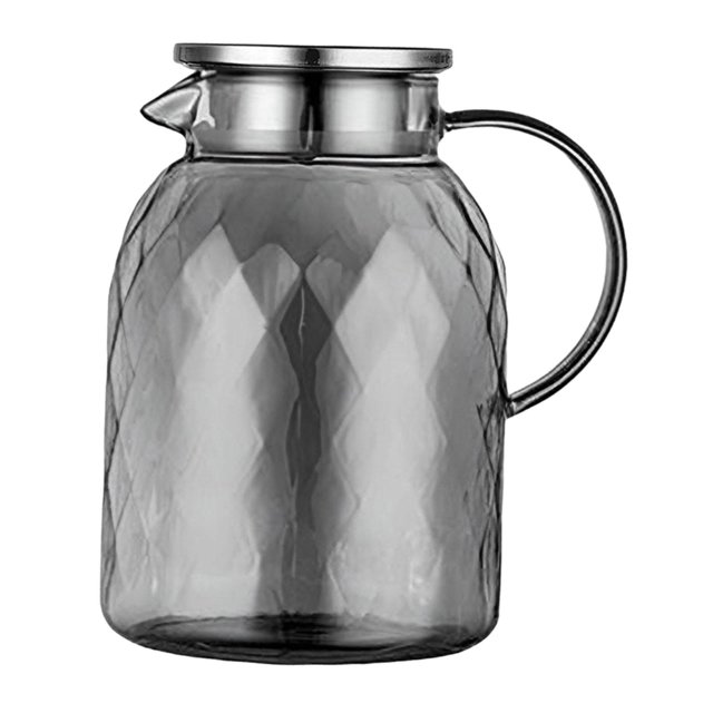 jifeng Pichet à Boisson avec Couvercle, Grand Alésage, Pichet en Verre pour Boisson Thé Glacé Lait 1800 ml