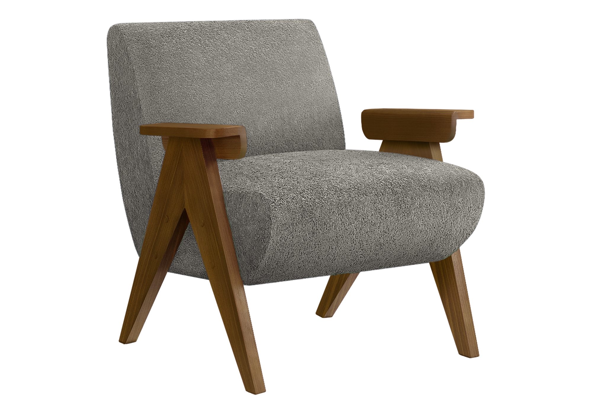 Monarch Specialties - Chaise D'Appoint, 31"H, Rembourré, Salon, Chambre À Coucher, Tissu Gris Foncé, Bois Massif Noyer Brun, Moderne, Mid Century
