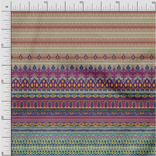 Soimoi Moss Georgette Fabric Geometric,Leaves & Floral Panel Print Fabric by The Yard 42 Inch Wide