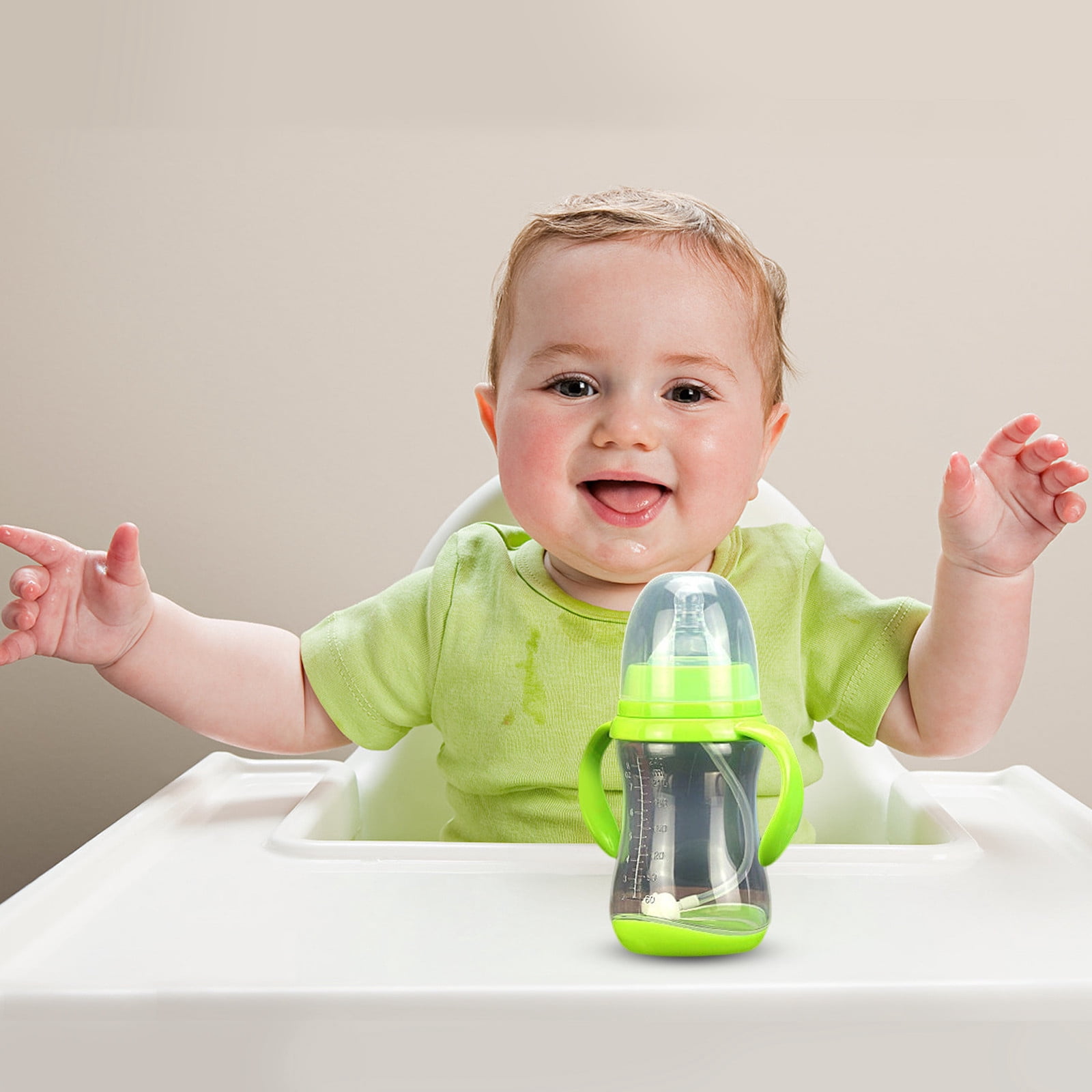 WIFKLSIIPG Wide Caliber PP kids Bottle with Handle Anti Drop Anti Flatulence kids Bottle 240ML