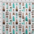 thumbnail image 4 of oneOone Velvet Turquoise Blue Fabric Sea Lighthouse Sewing Material Print Fabric By The Yard 58 Inch Wide, 4 of 5