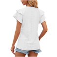 thumbnail image 4 of AherBiu Boho Tops for Women Layered Ruffle Short Sleeve Shirts Notch V Neck Summer Casual Tunic Top Blouse, 4 of 4