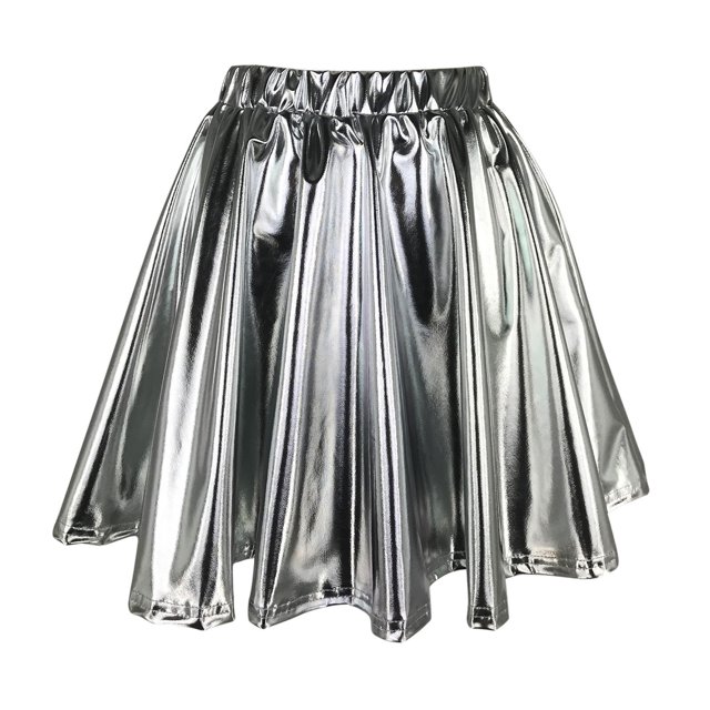 B91xZ Jupe Courte pour Femmes Légère Évasée Midi Fermeture à Enfiler, Argent G