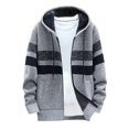 thumbnail image 2 of Cardigan à Capuche Patchwork à Manches Longues pour Hommes avec Fermeture Éclair, 2 of 4