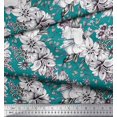 thumbnail image 2 of Soimoi polyester Crepe Fabric Leaves & Flower Floral Print Sewing Fabric Yard 42 Inch Wide, 2 of 3