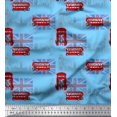 thumbnail image 1 of Soimoi Blue Velvet Fabric London Theme Architectural Print Sewing Fabric Yard 58 Inch Wide, 1 of 3