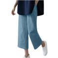 thumbnail image 1 of VEKDONE Womens Cotton Linen Capris Pants Sky Blue S, 1 of 3