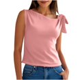 thumbnail image 1 of T-shirt Sans Manches à Col Rond pour Femmes, Haut Décontracté Uni en Mélange Polyester-Spandex, Longueur Régulière, Lavage à la Main à l'Eau Froide, Séchage à l'Air, 1 of 7