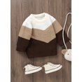 thumbnail image 4 of Faithtur Baby Knit Sweaters Cute Long Sleeve Round Neck Contrast Color Pullover Tops Toddler Sweatshirts, 4 of 9