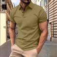 thumbnail image 2 of Sentmoon Summer Vacation Outfits for Mens Oversized Relaxed Turndown Collar Short Sleeve Mens Dressy Tops and Blouses Solid Color Spring Tops for Mens for Running or Jogging Khaki XXL, 2 of 5